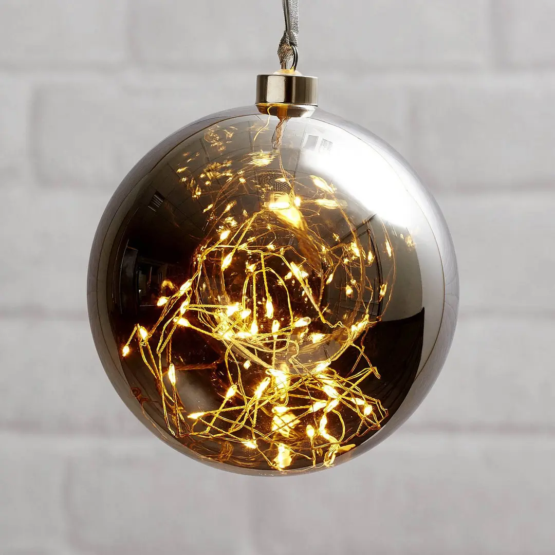 STAR TRADING LED-Dekokugel Glow aus Glas, Ø 15 cm rauchgrau