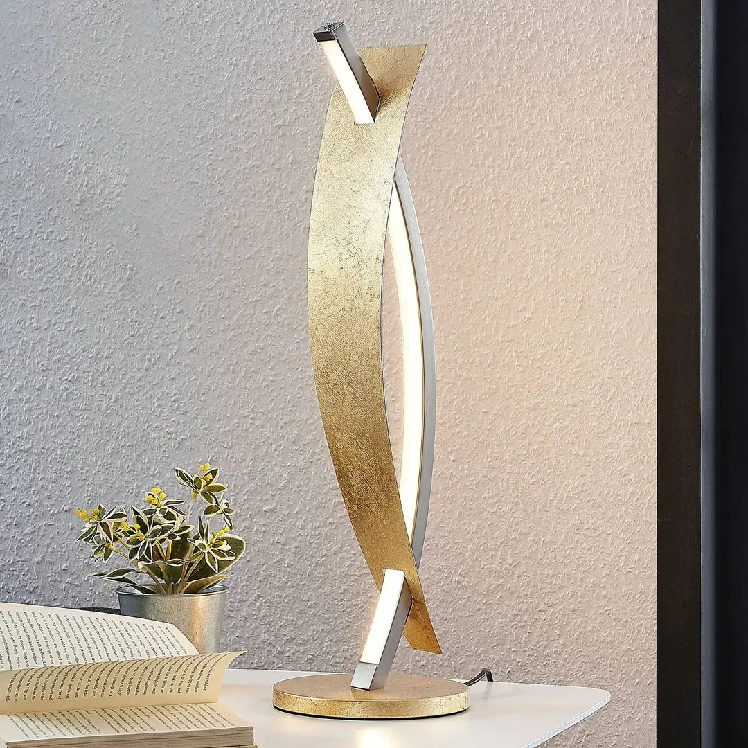 Lucande LED-Tischleuchte Marija, goldfarben, dimmbar, 62 cm