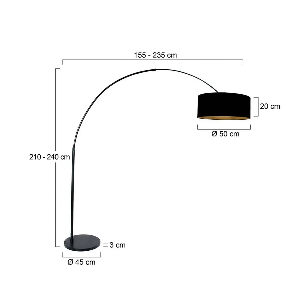 Steinhauer Bogen-Stehlampe Sparkled Light schwarz/schwarz-gold, 240 cm