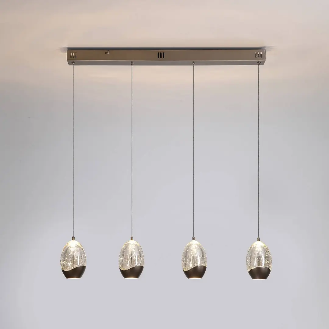 Searchlight LED-Pendellampe Seeds, cremefarben, Länge 75 cm, Glas 4-flg.