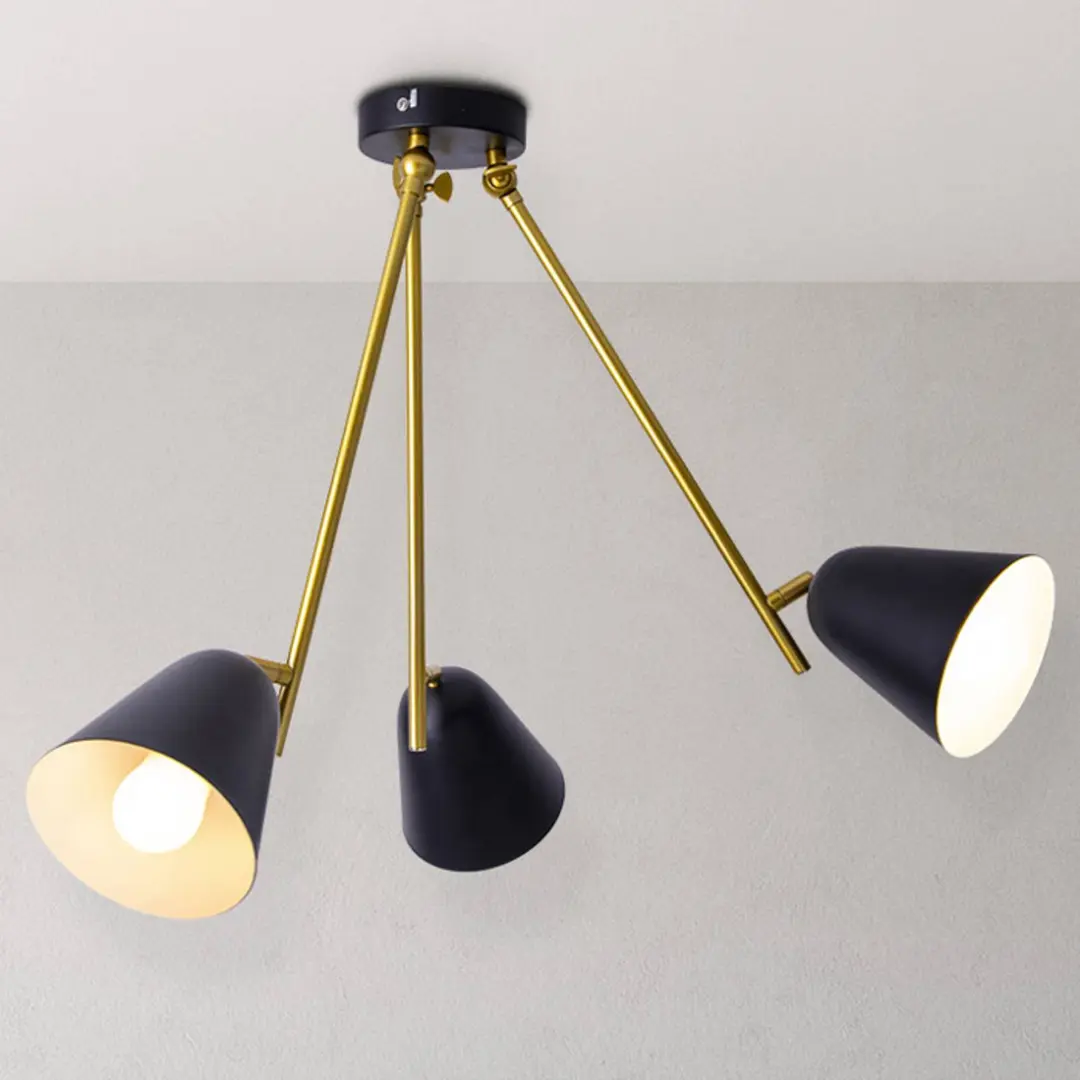 Naeve Leuchten Deckenlampe Triton, schwarz und gold, dreiflammig