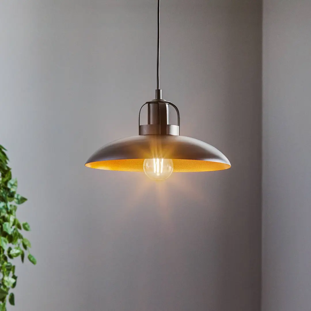 Eko-Light Hängeleuchte Felix, schwarz/gold antik, 1-flammig