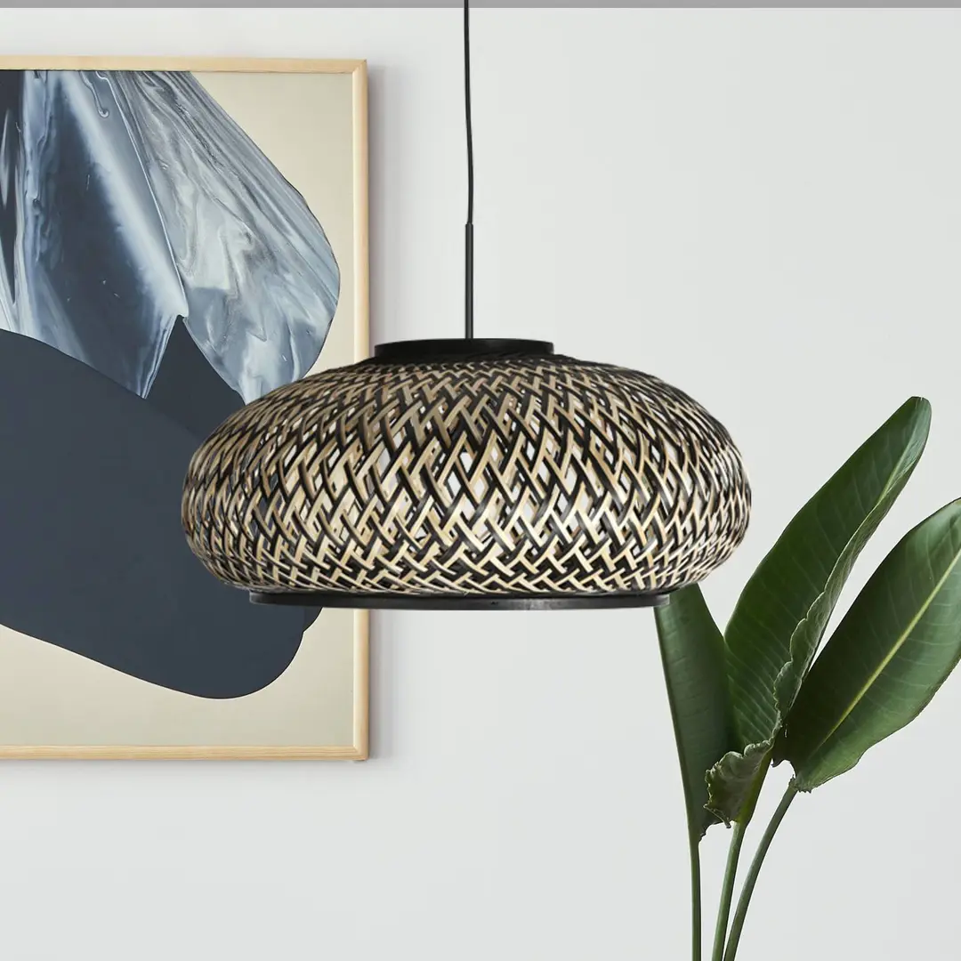 Steinhauer Hängelampe Sparkled Light 4476ZW, Bambusgeflecht, Ø 50 cm