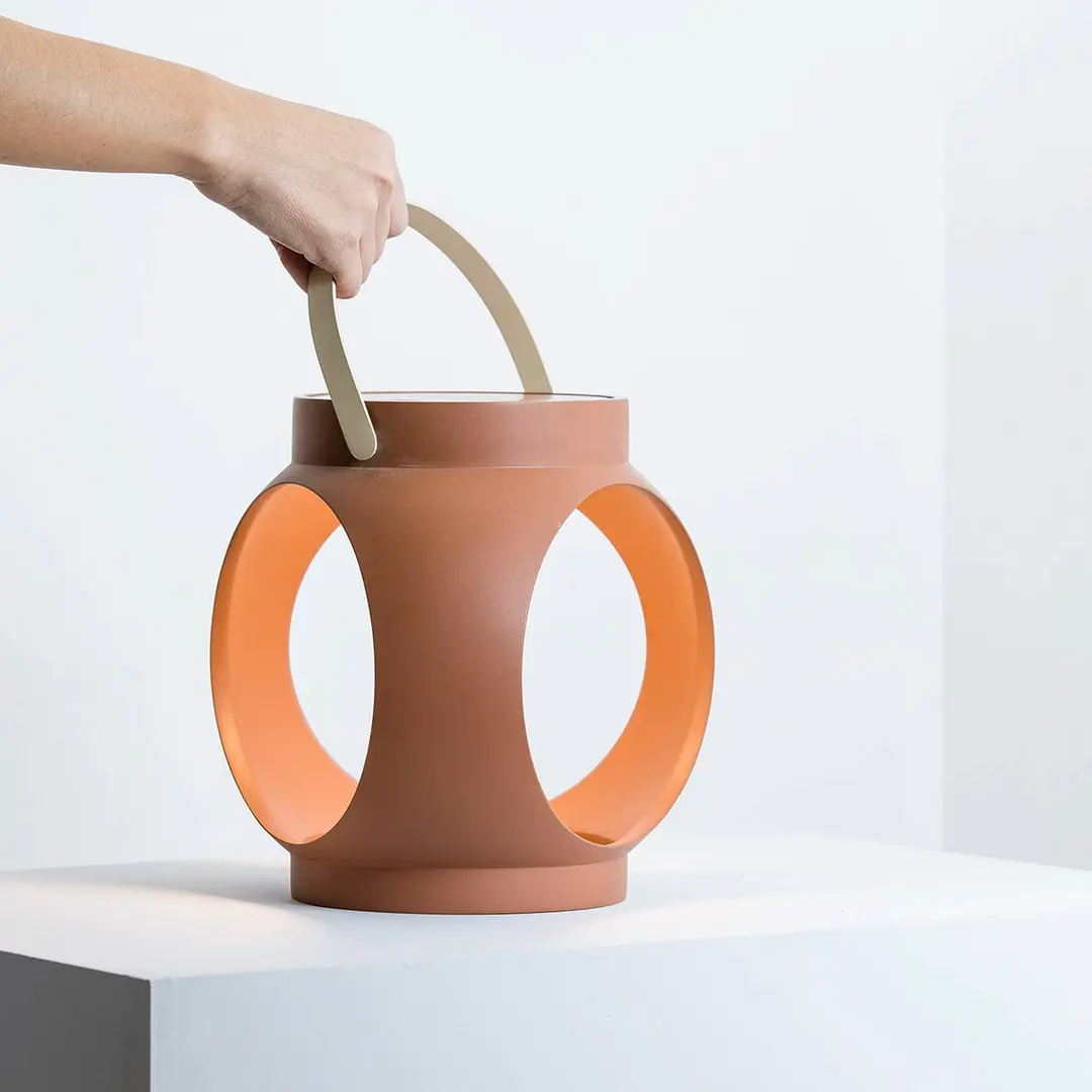 FARO BARCELONA LED-Akku-Tischlampe Candela, terracotta, Kunststoff