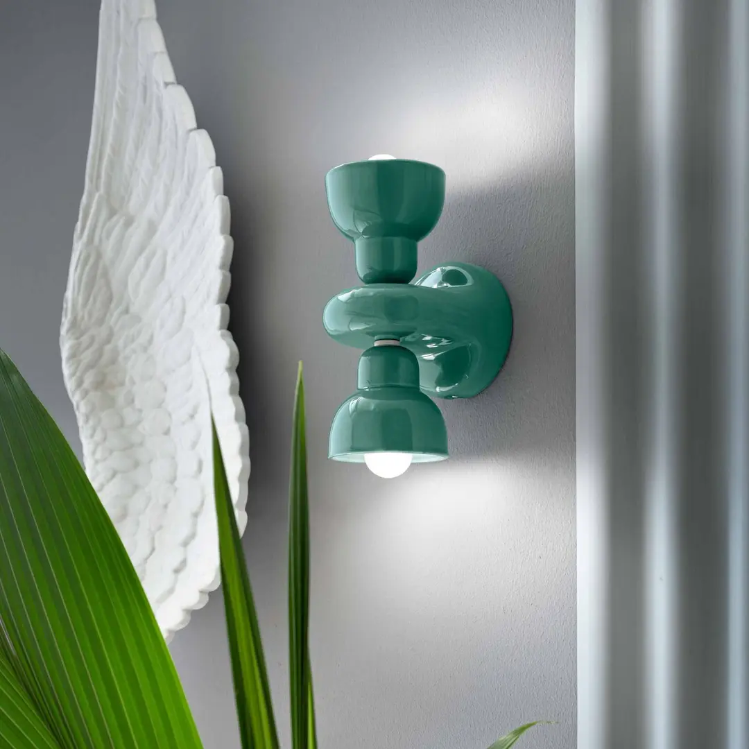 Ferroluce Wandleuchte Berimbau, türkis, 2-flammig