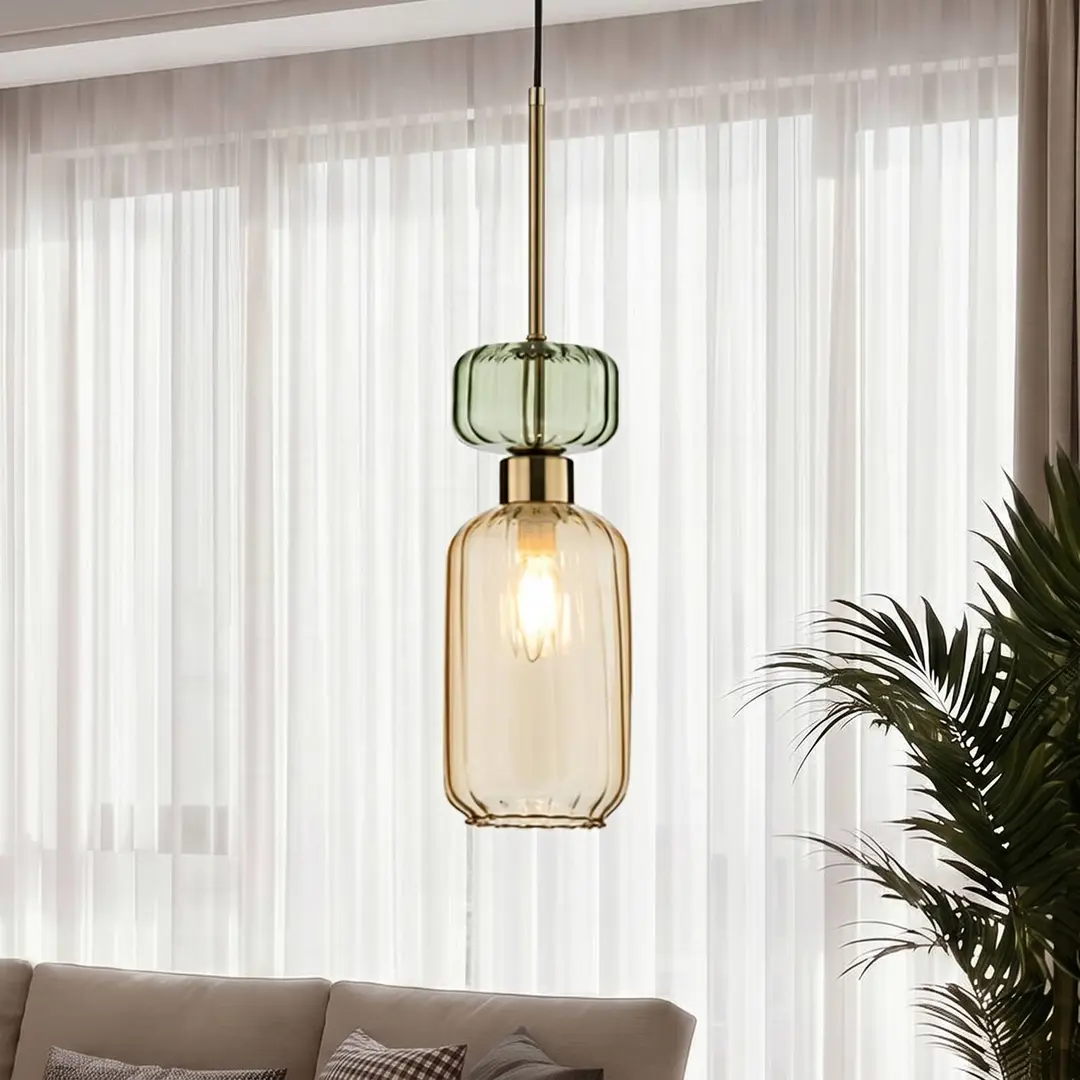Milagro Lighting Hängeleuchte Molly, amber/gold, 1-flammig, Glas, Ø 12 cm