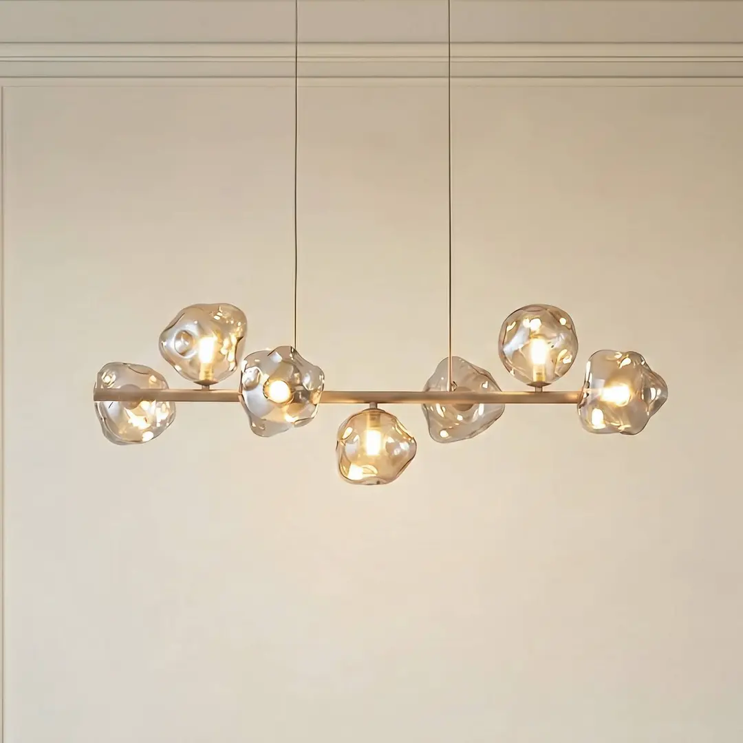 TK Lighting Hängeleuchte Lava, 7-flammig, 90 cm lang, sand/cognac, G9