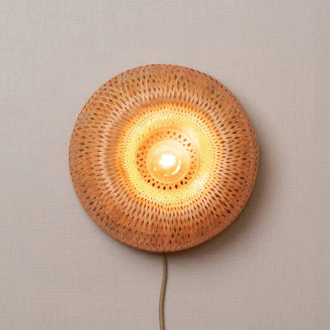 GOOD & MOJO Wandlampe Barbados, natur Ø 35 cm Bambus Stecker