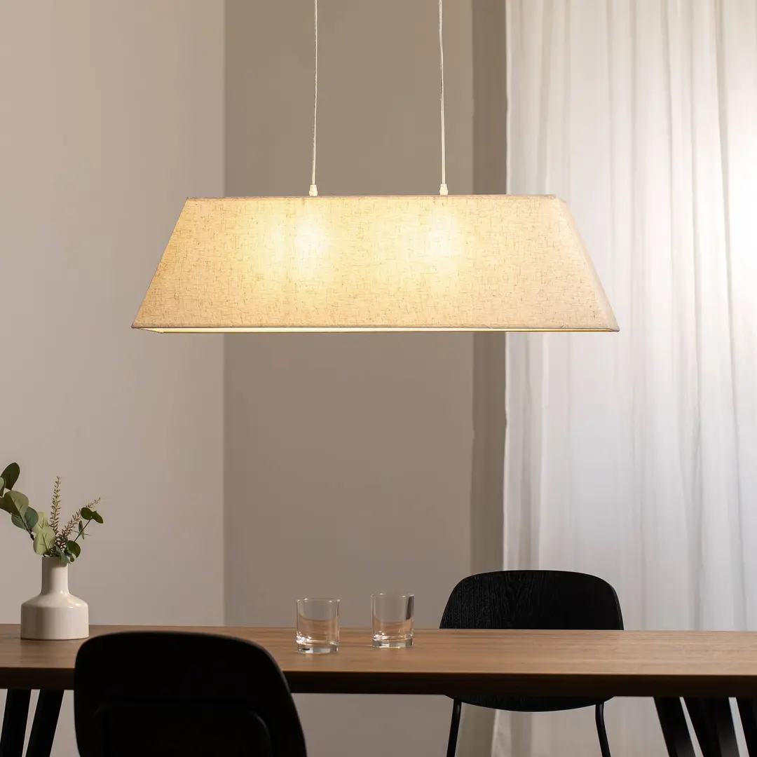 ONLI Hängeleuchte Miriel, 90 cm, Textil, Holz