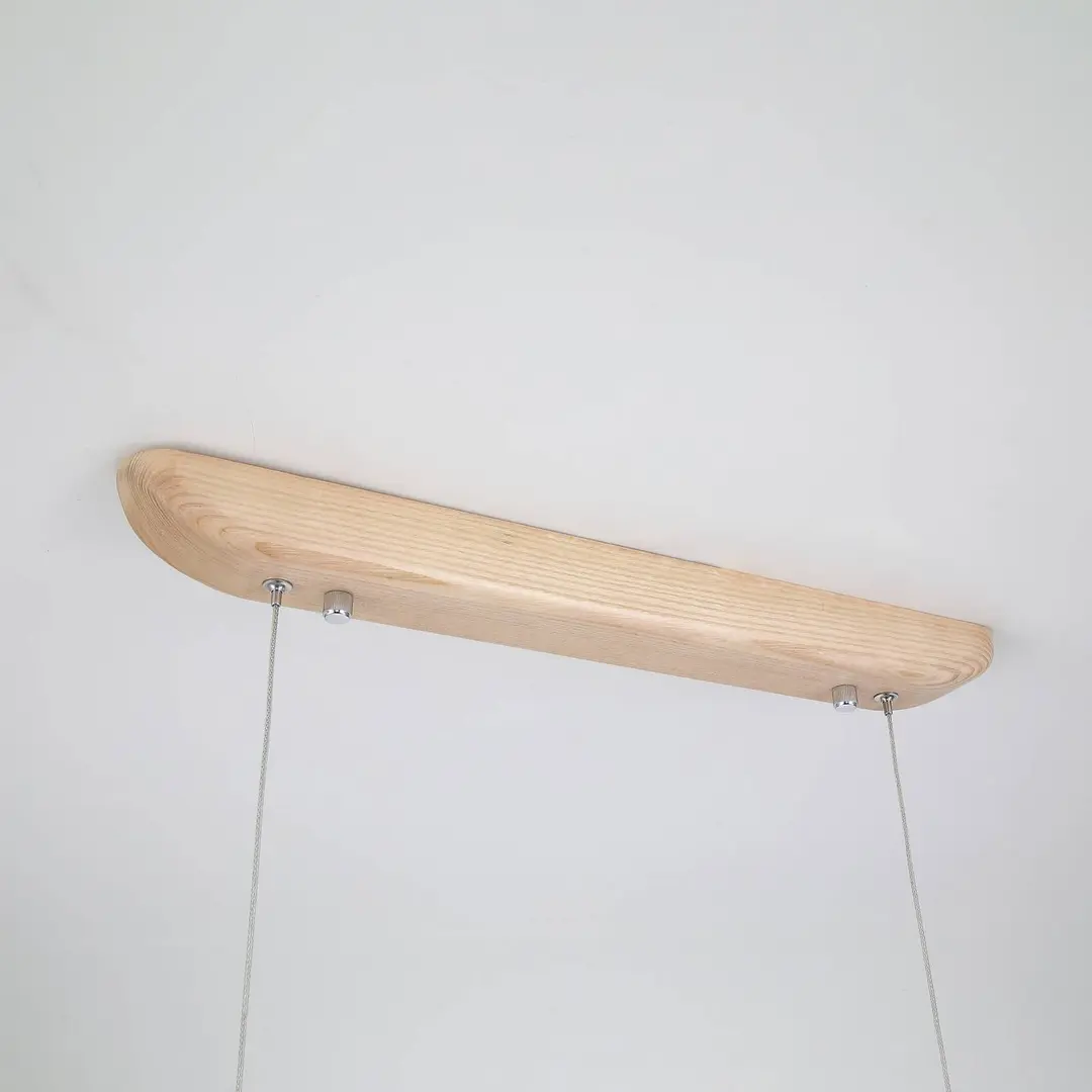 Searchlight LED-Pendellampe Kenzie, Länge 120 cm, hellbraun, Holz CCT