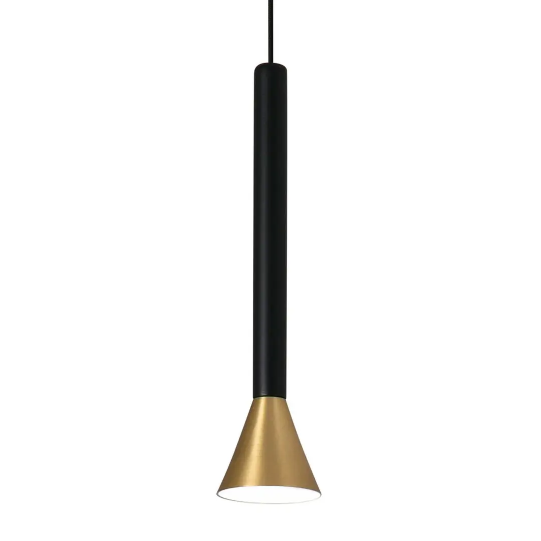 FARO BARCELONA Zylindrische LED-Pendelleuchte Danka in Gold satin
