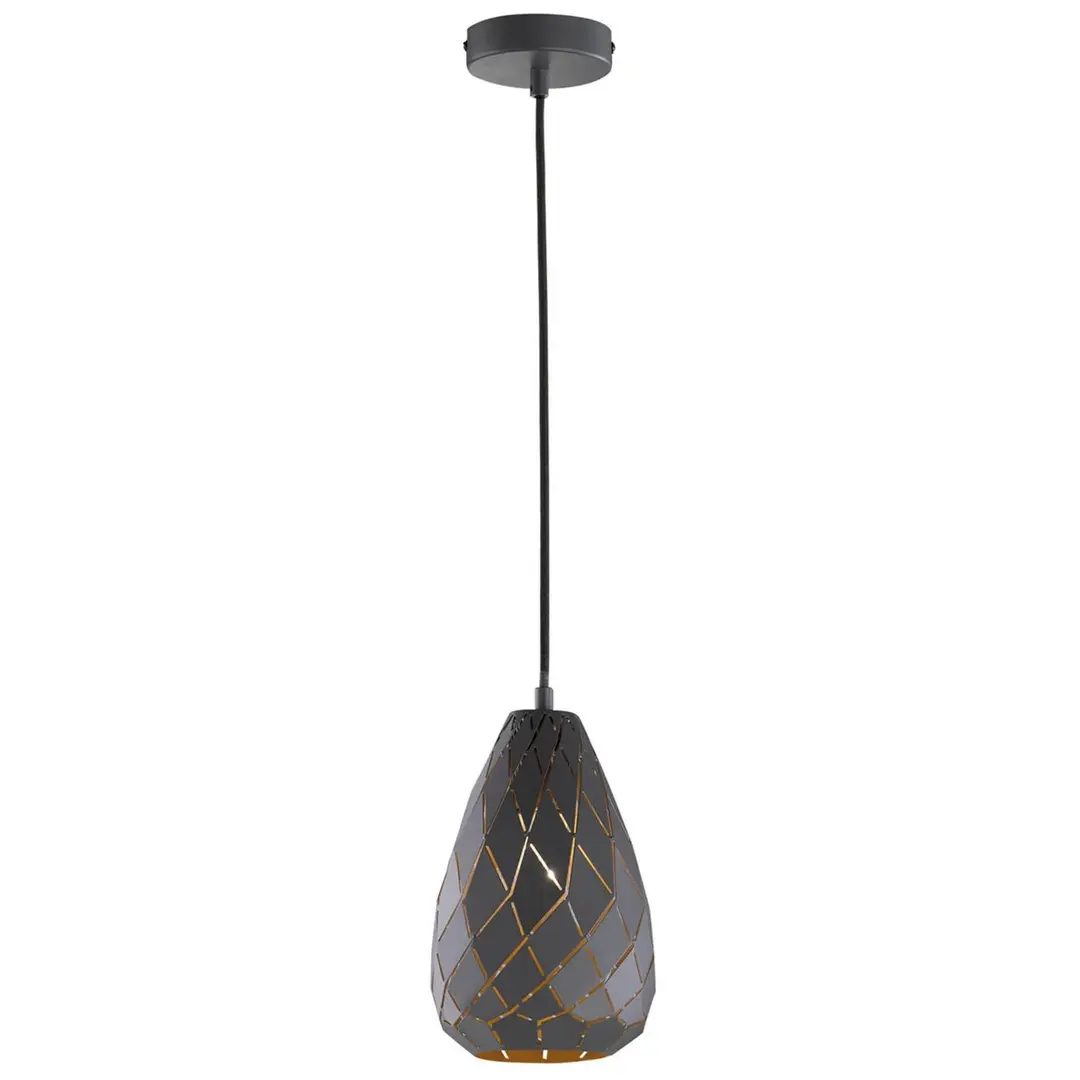 Trio Lighting Außen anthrazit, innen golden - Pendelleuchte Onyx