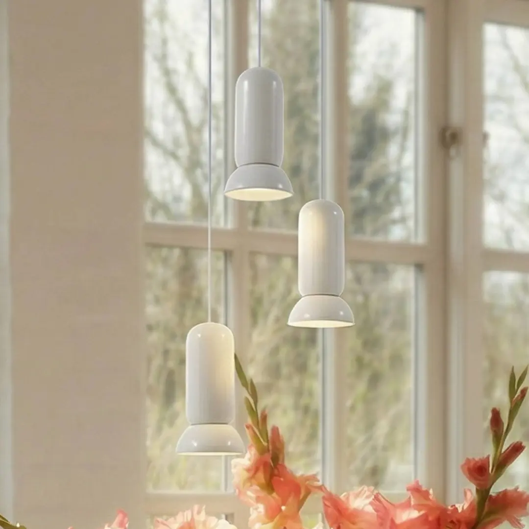 Lindby Hängeleuchte Kerimi, Keramik, creme, 3-flammig, rund