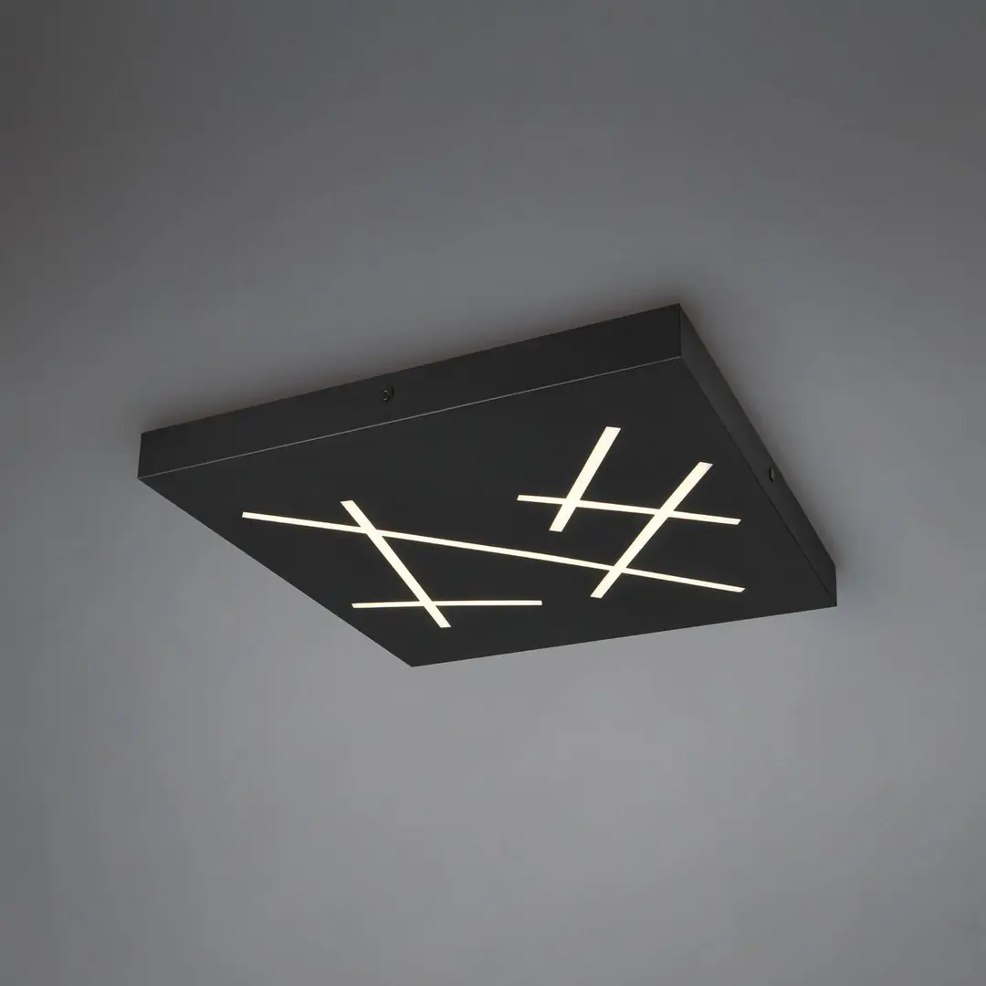 Trio Lighting LED-Deckenlampe Snip, schwarz matt, Länge 50 cm, Metall, CCT