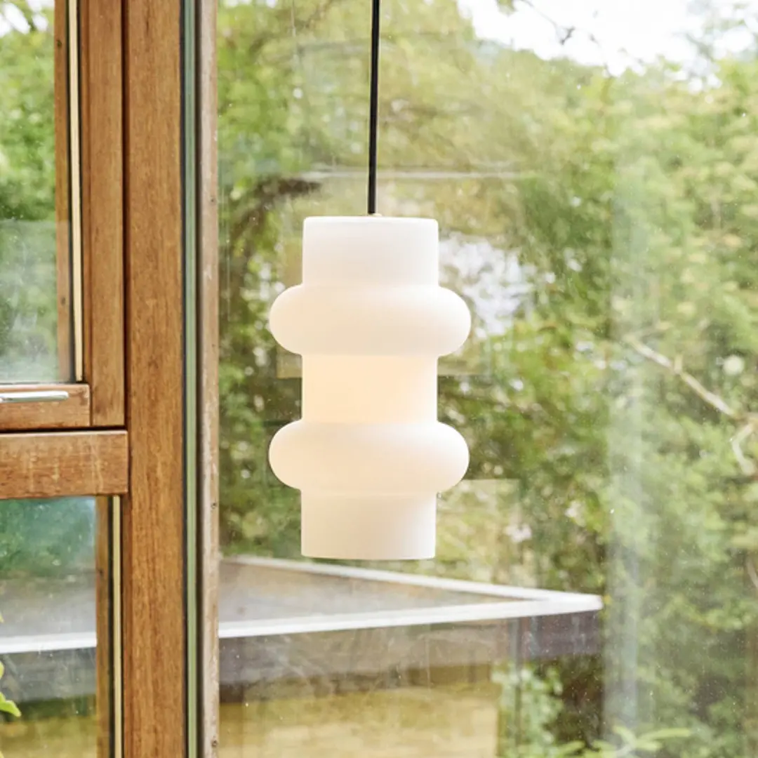 Hübsch Hängelampe Pilule Double, weiß matt, Ø 15 cm, Glas