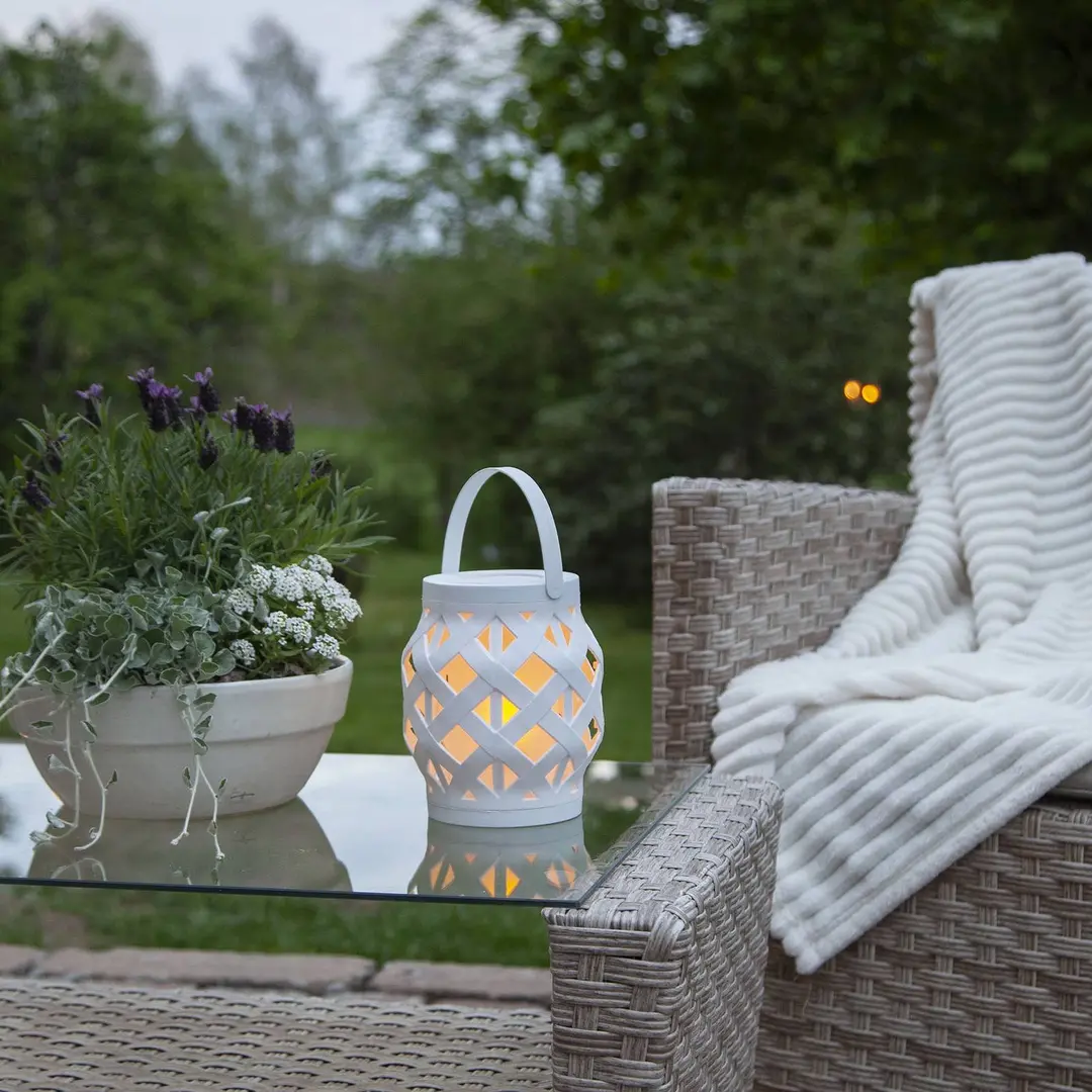 STAR TRADING LED-Laterne Flame Lantern, weiß, Höhe 16 cm