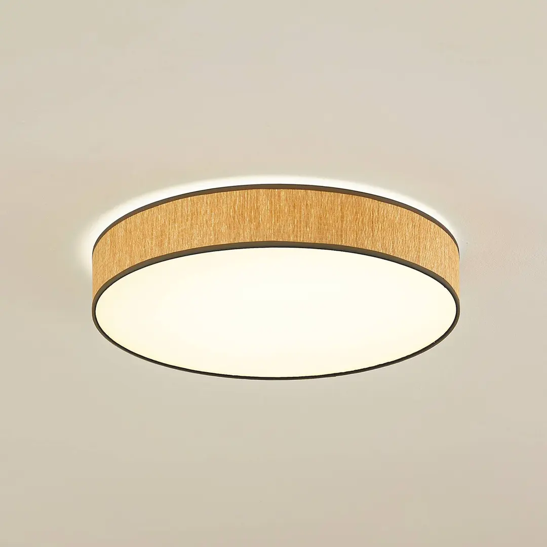Lindby LED-Deckenleuchte Jutis, beige, Seetang, Ø 50 cm