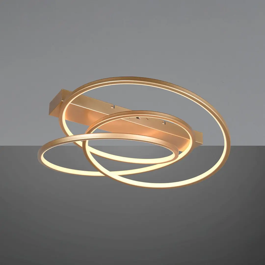 Trio Lighting LED-Deckenleuchte Darvin, goldfarben, Metall, Kunststoff CCT