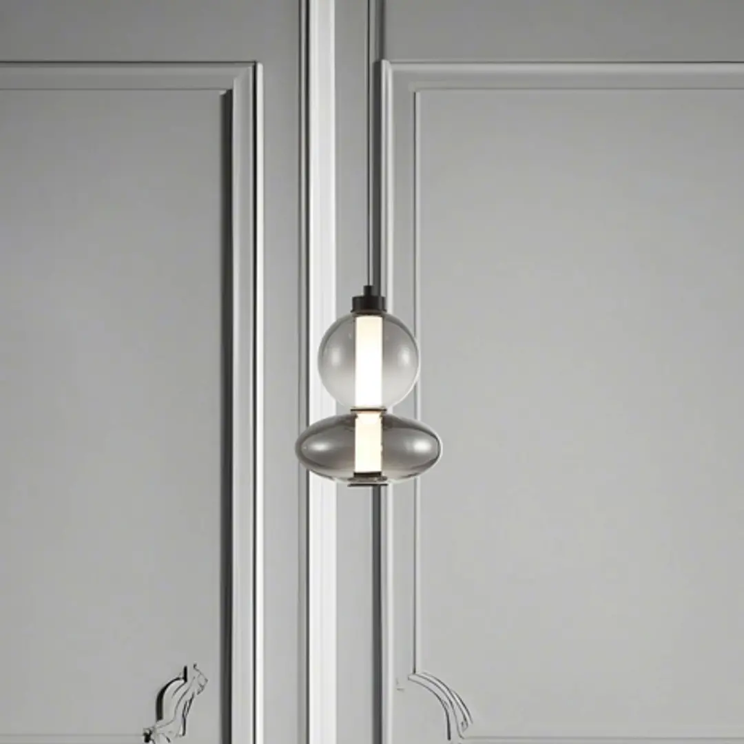 Eko-Light LED-Hängeleuchte Daphne, Glas grau-transparent, Höhe 28 cm