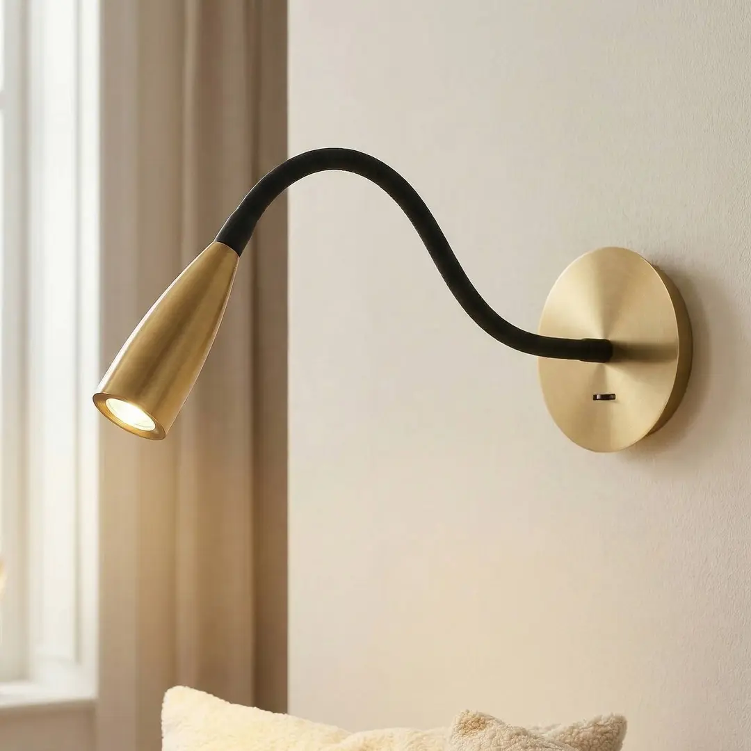 Zambelis LED-Leseleuchte H63 mit Flexarm, messing matt