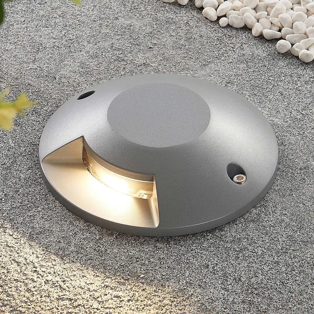Lucande LED-Bodenstrahler Jeffrey, silber, 1 Lichtaustritt