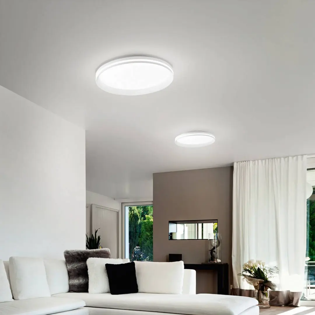 Fabas Luce LED-Deckenlampe Isy, weiß, Ø 55 cm, Metall, CCT, dimmbar