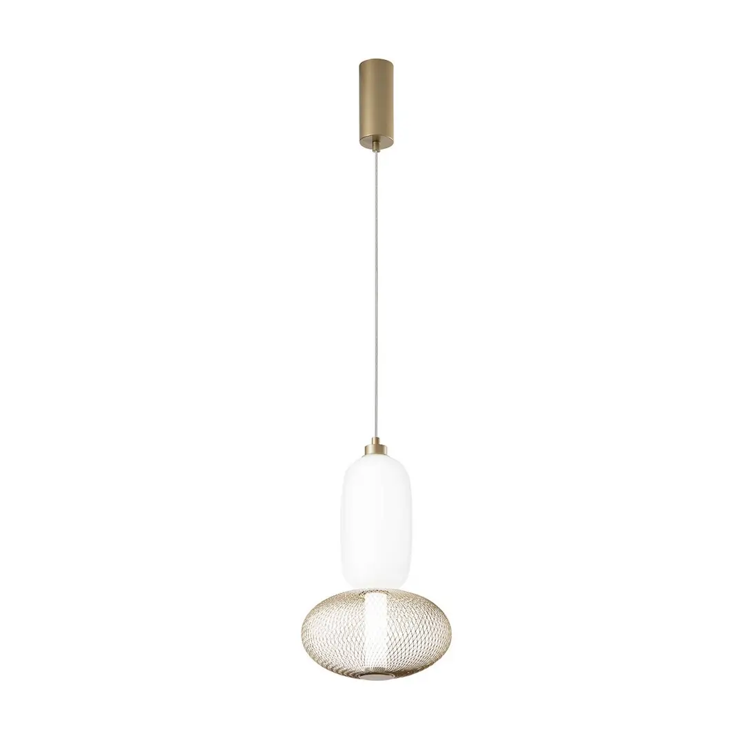 Luce Ambiente Design LED-Hängelampe INKAS, Höhe 41 cm, goldfarben Glas/Metall CCT