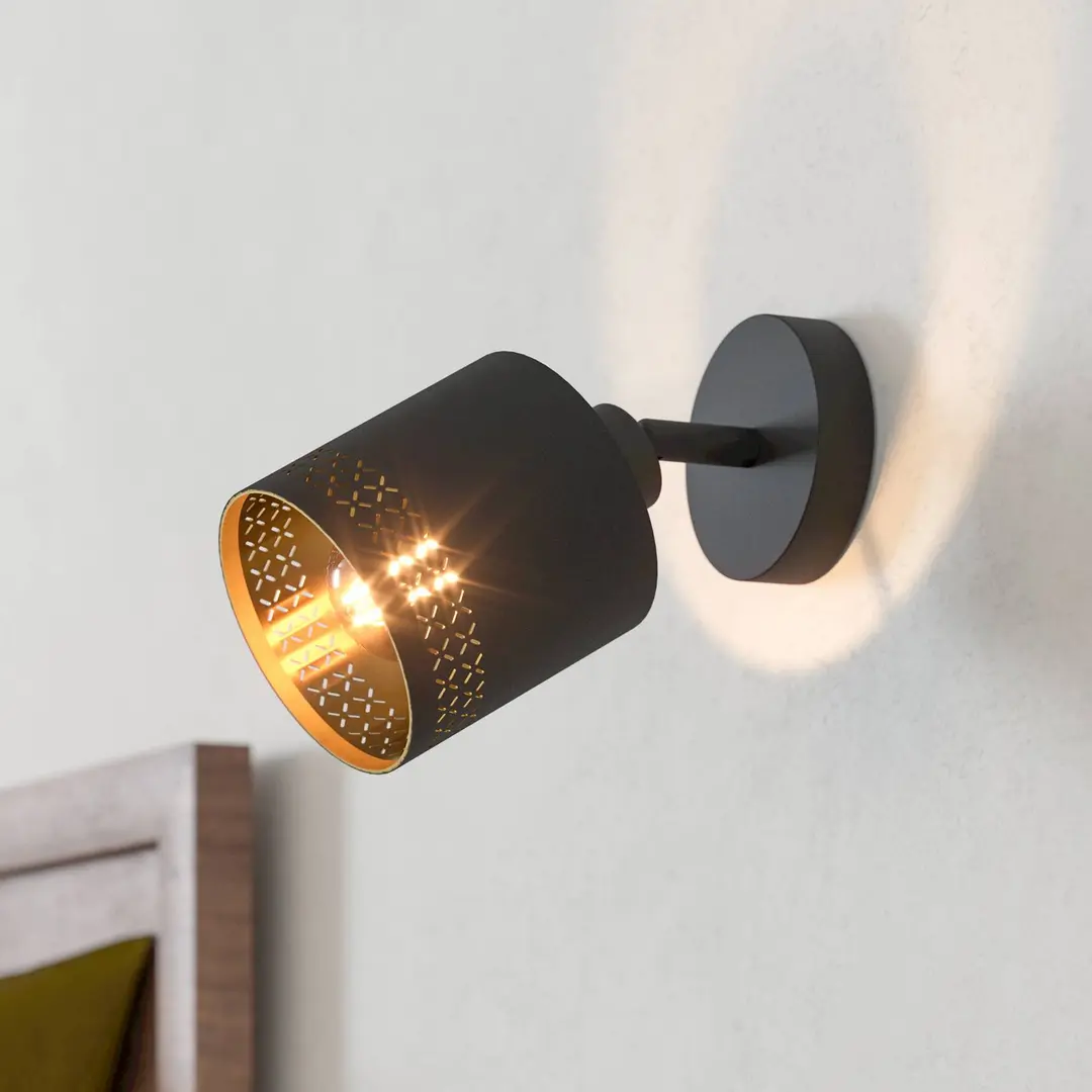 EGLO Wandspot Esteperra, schwarz/gold, einflammig