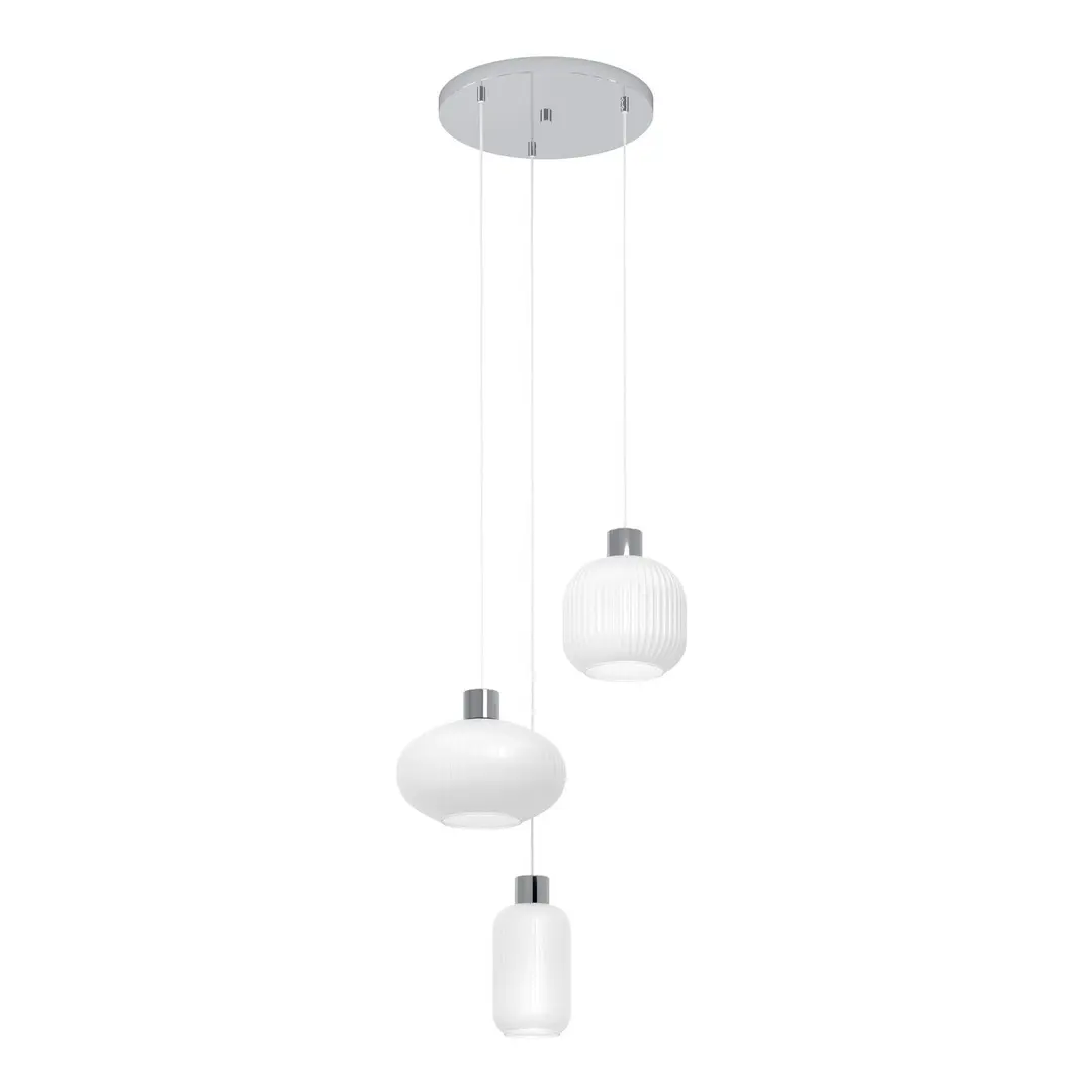 EGLO Hängeleuchte Dasmina, 3-flammig, weiß/chrom, Glas, E27