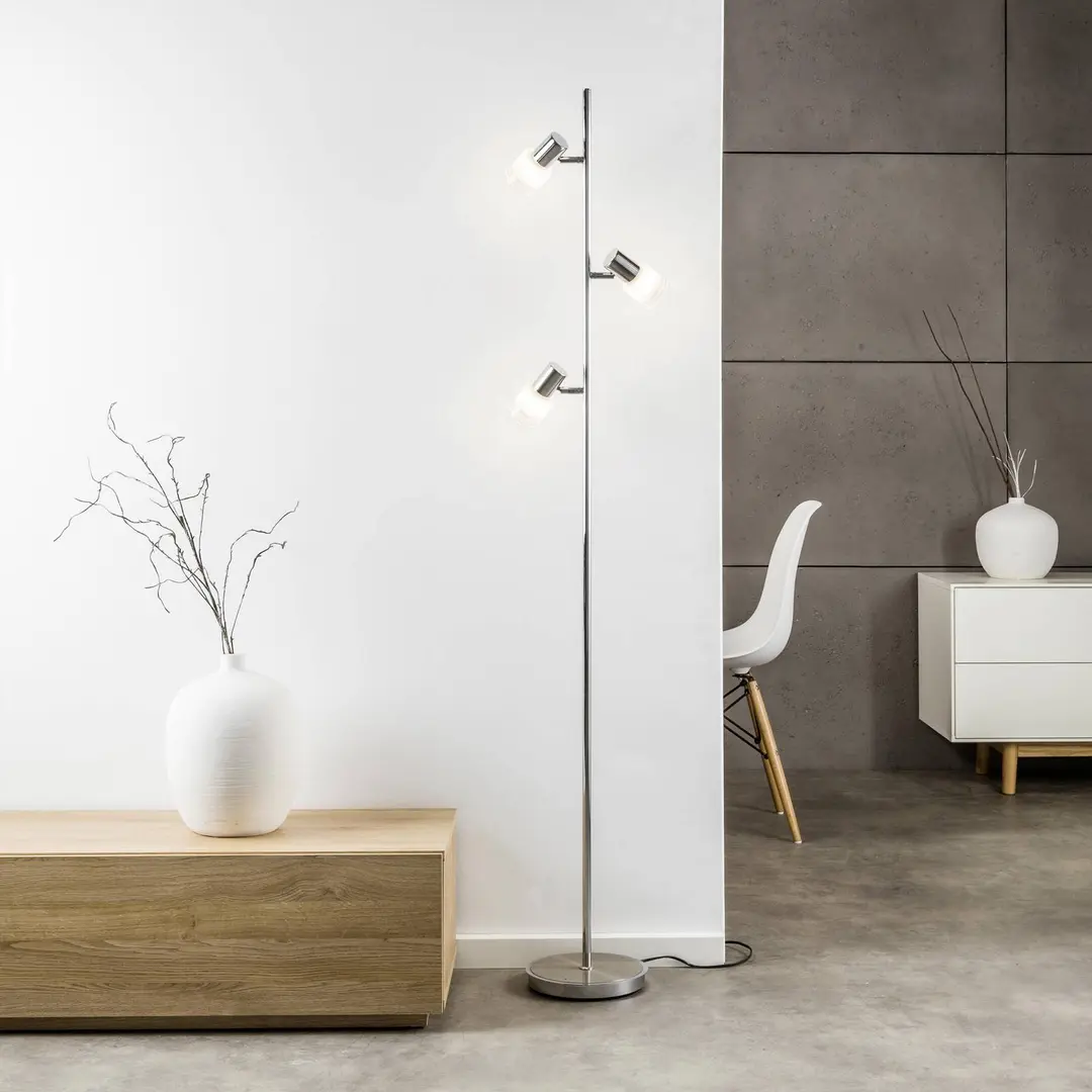 Brilliant Stehleuchte Lea, Höhe 157,5 cm, chrom, 3-flg., Metall