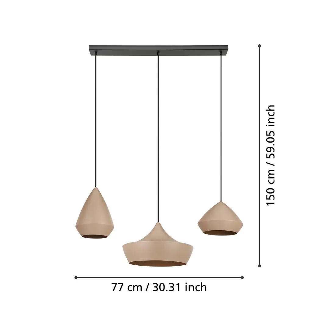 Stars of Light Hängeleuchte Torremolinos, beige 93 cm 3-flg.