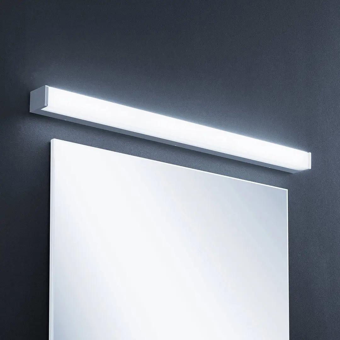 Lindby LED-Badezimmerlampe Klea, 90 cm, chrom, Metall, IP44