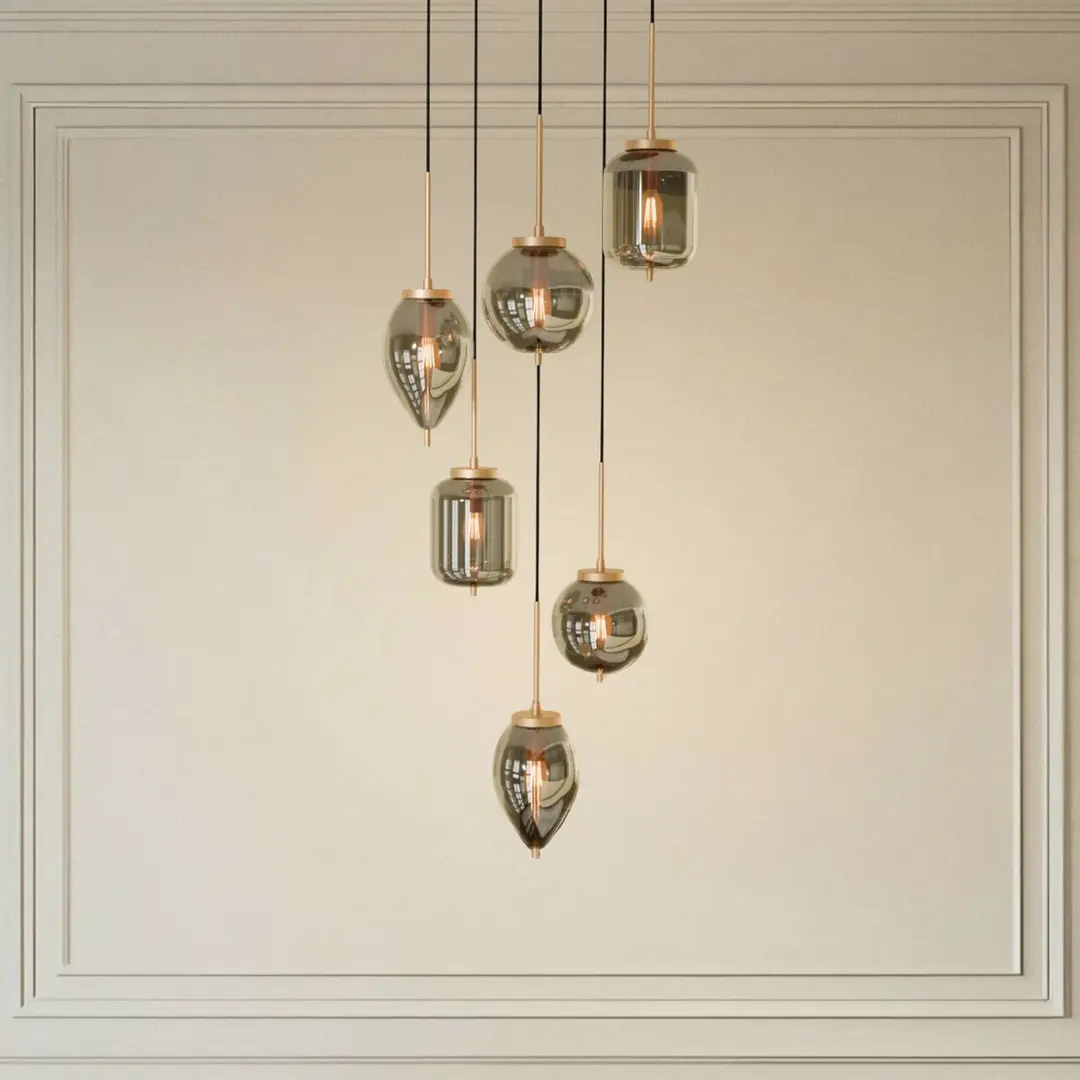 Lucande Hängeleuchte Elani, 6-flammig, Ø 62 cm, Glas
