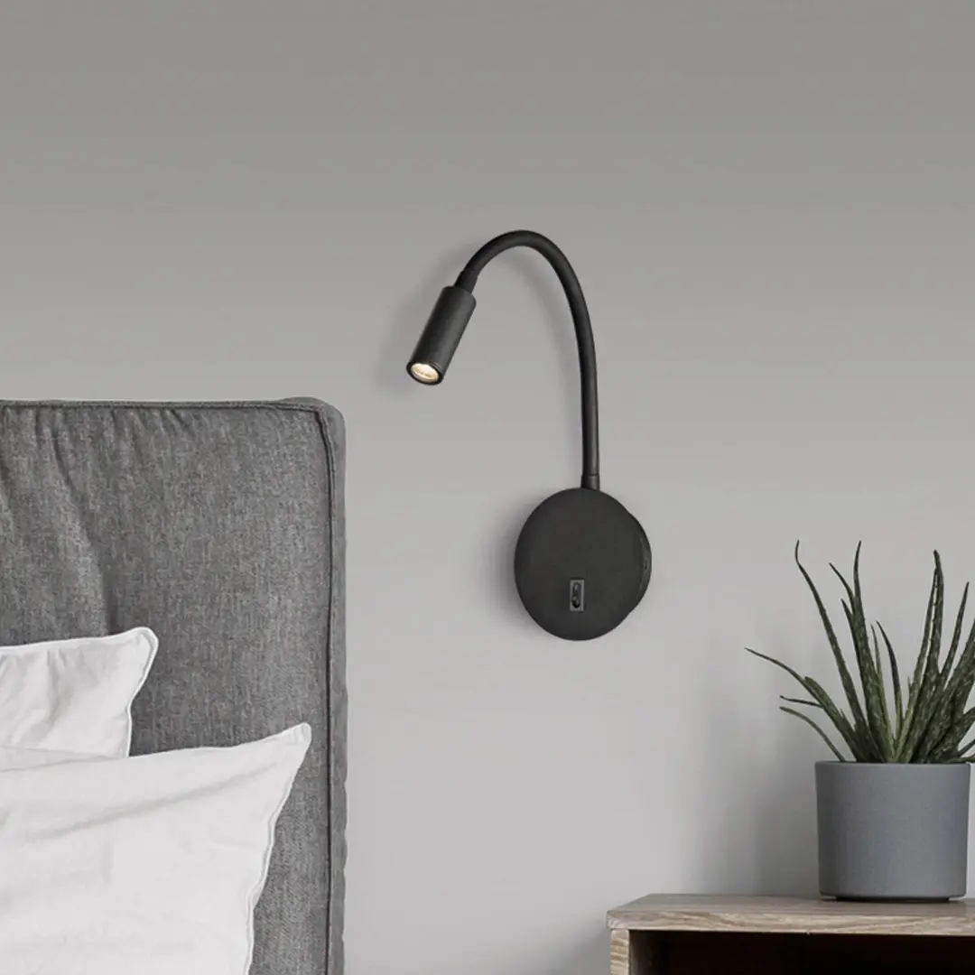 ACB ILUMINACIÓN LED-Wand-Leseleuchte Lyon, Flexarm, Schalter, schwarz