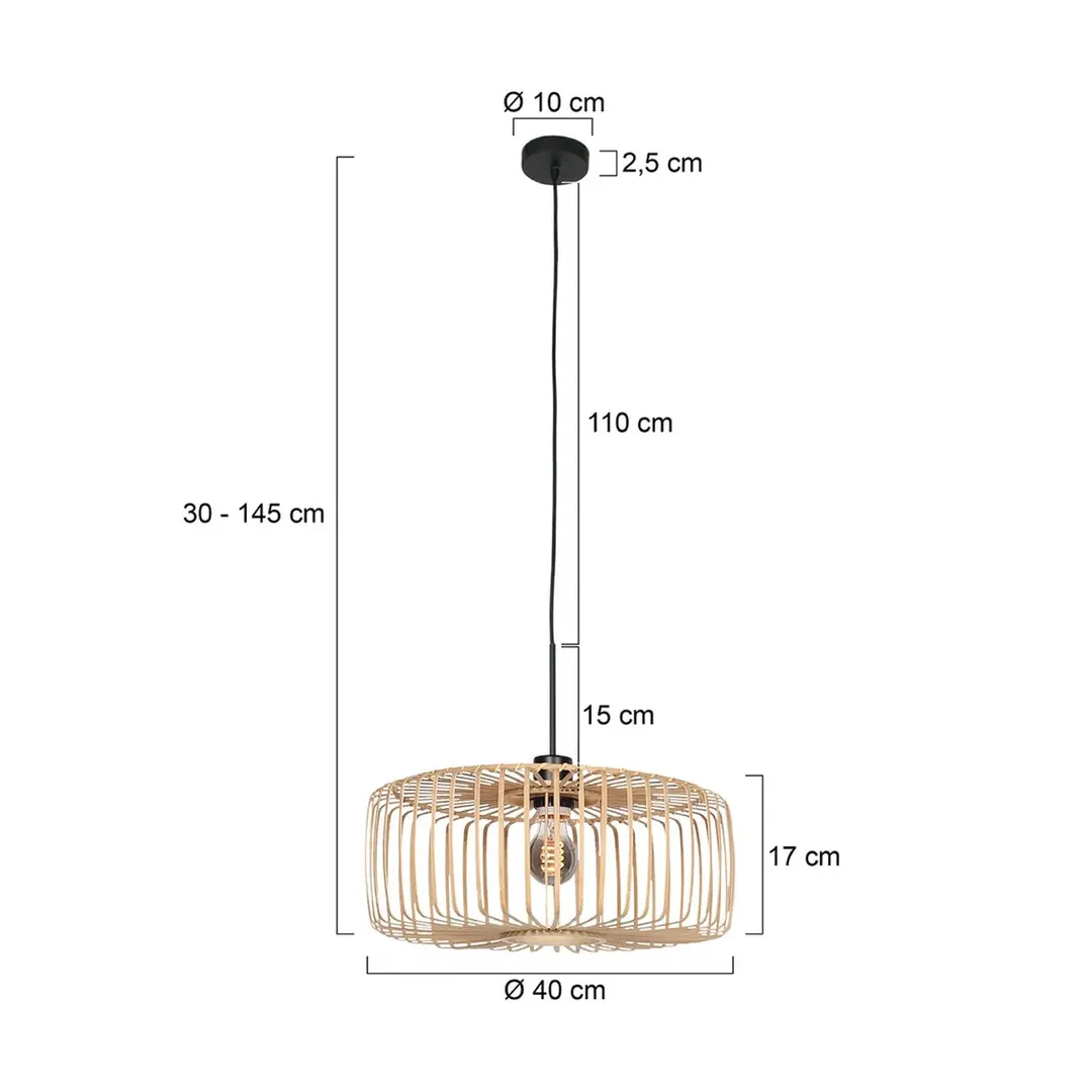Steinhauer Hängeleuchte Sparkled Light, schwarz/Bambus natur, Ø 40 cm