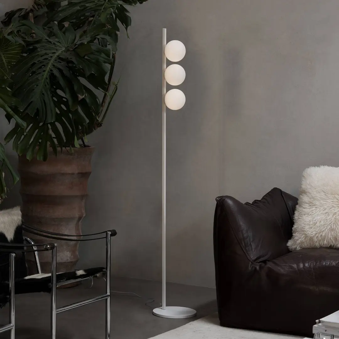 Ideal Lux Stehlampe Binomio weiß Höhe 160 cm, Metall, 3-flg.