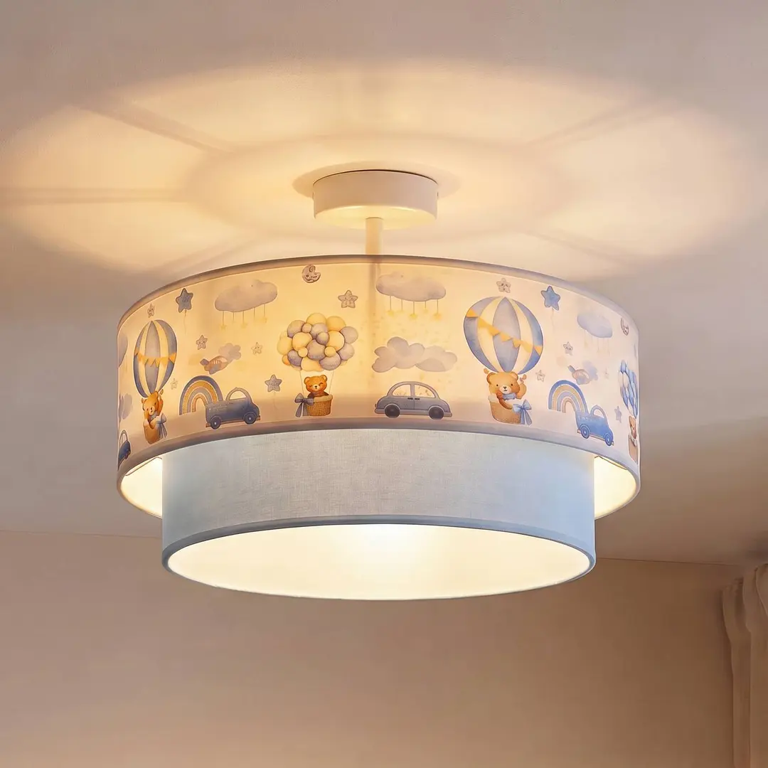 Duolla Kinder-Deckenlampe Boho, hellblau/bunt, Ø 40 cm, Textil, E27