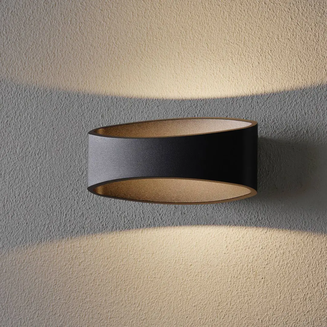 Maytoni LED-Wandleuchte Trame, ovale Form in Schwarz