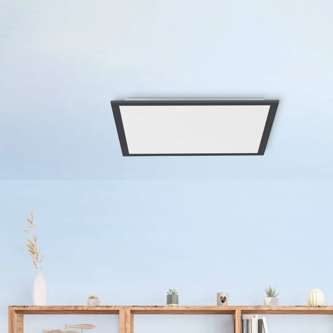 JUST LIGHT. GmbH LED-Deckenleuchte Flat, CCT, schwarz, 45 x 45 cm