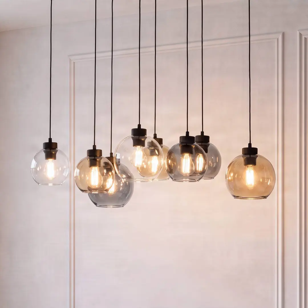 TK Lighting Hängeleuchte Cubus, 68 cm, 8-flammig, klar/honig/braun, Glas
