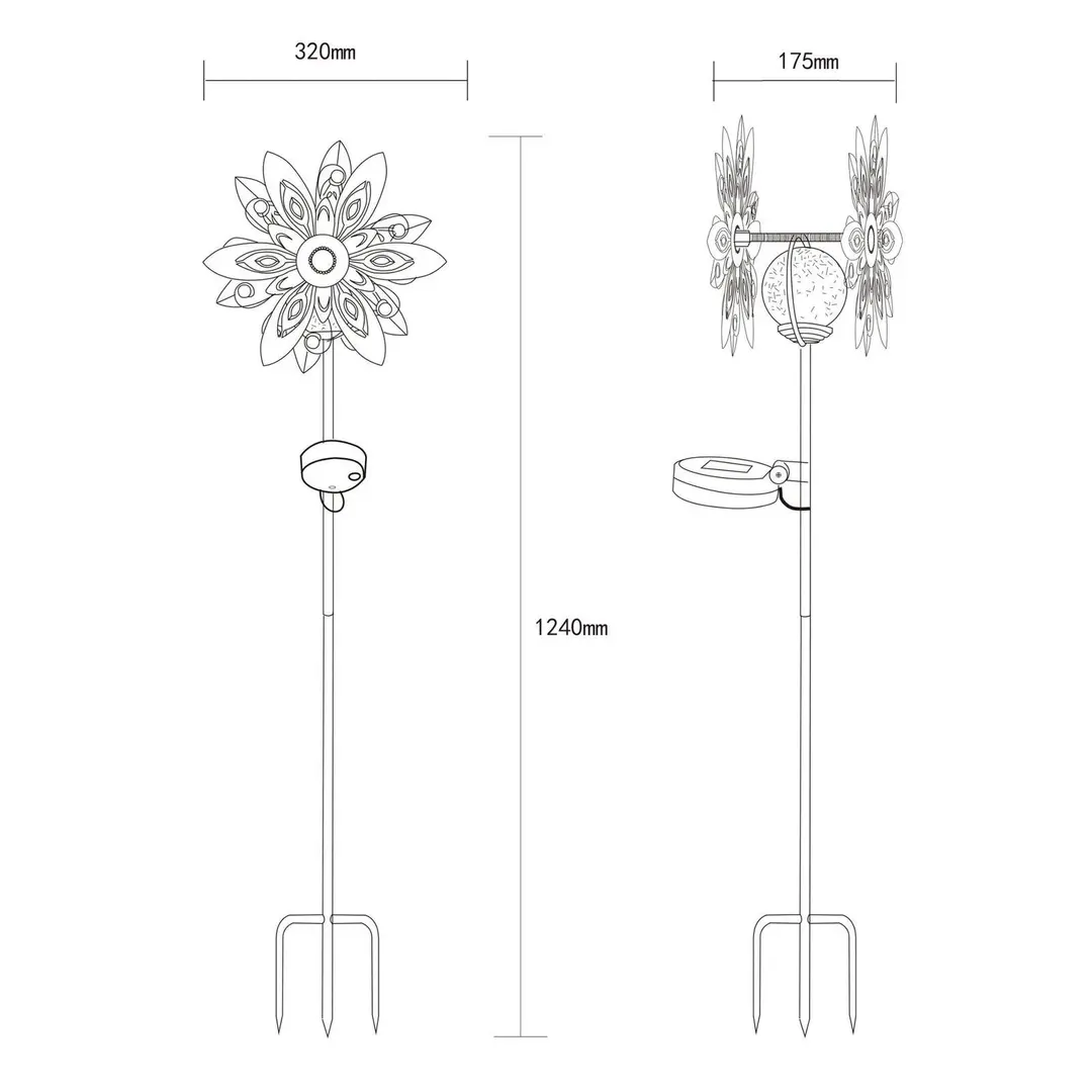 Globo LED-Solarleuchte 36578, Erdspieß, rostbraun, Metall, Glas