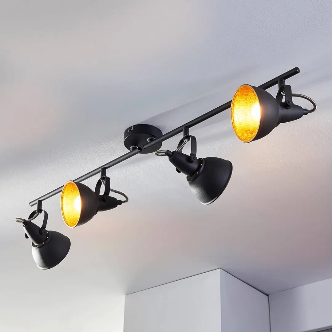 Lindby Deckenleuchte Julin, 85 cm, 4-flammig, schwarz-gold