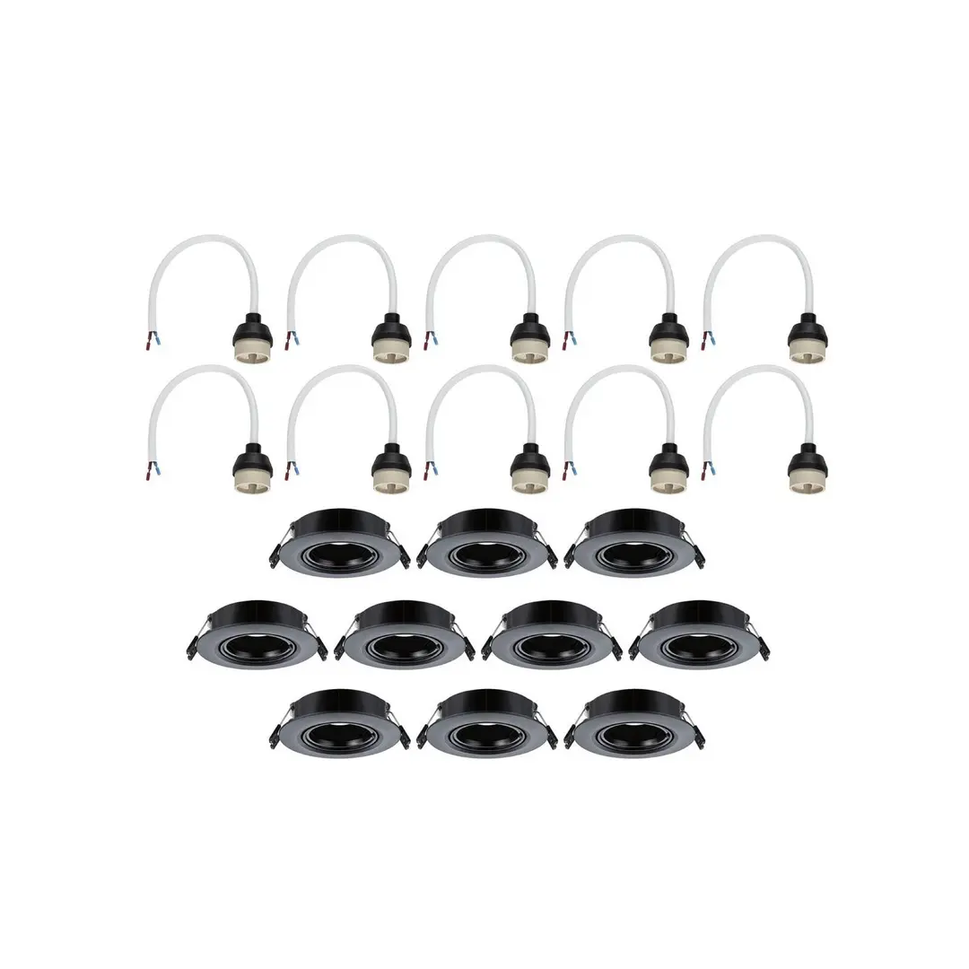 Paulmann Einbauspot 92117 schwarz Ø9cm dim30° schwenkbar 10x-Set GU10