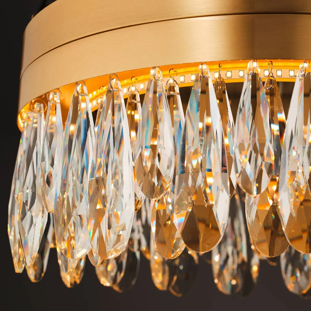 Brilliant LED-Deckenlampe Celestia, Ø 40 cm, messingfarben, Kristall