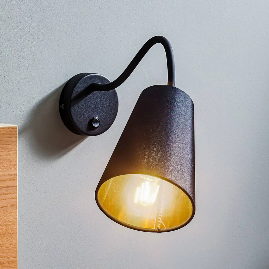 TK Lighting Wandleuchte Wire, schwarz/gold