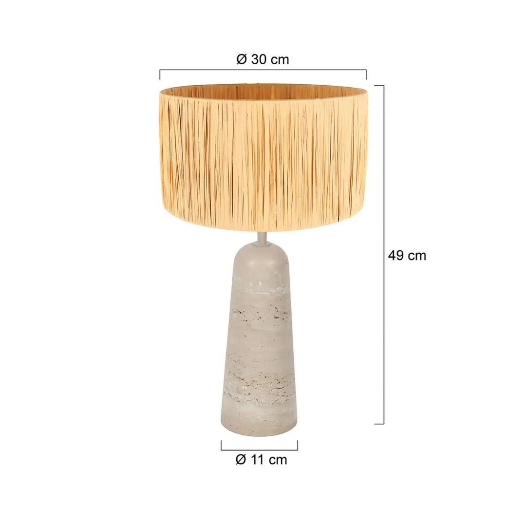 Anne Light Tischleuchte Travino, Höhe 49 cm, Travertin, Seegras, E27