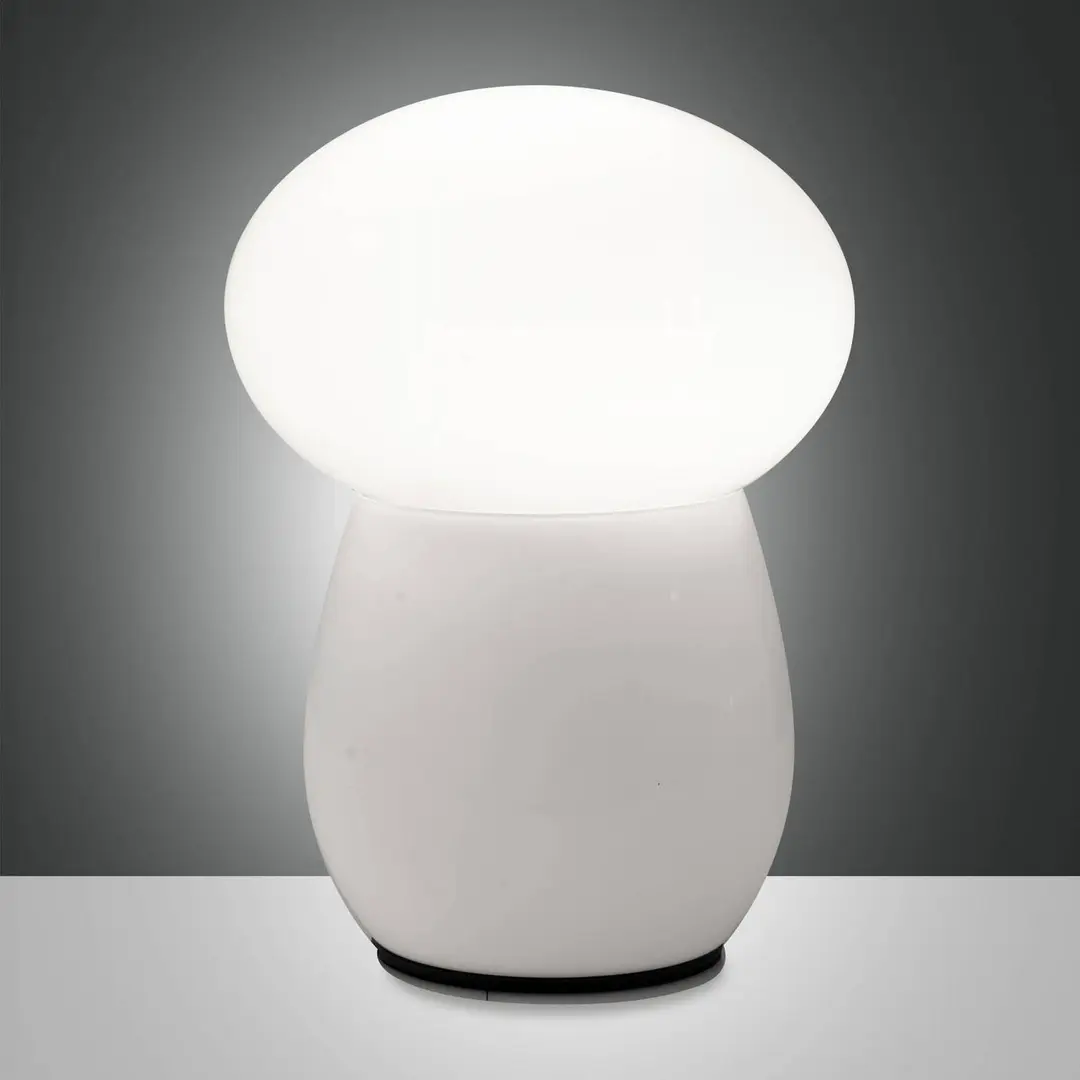 Fabas Luce Tischleuchte Freddy, weiß, Höhe 30 cm, Glas geblasen, E27