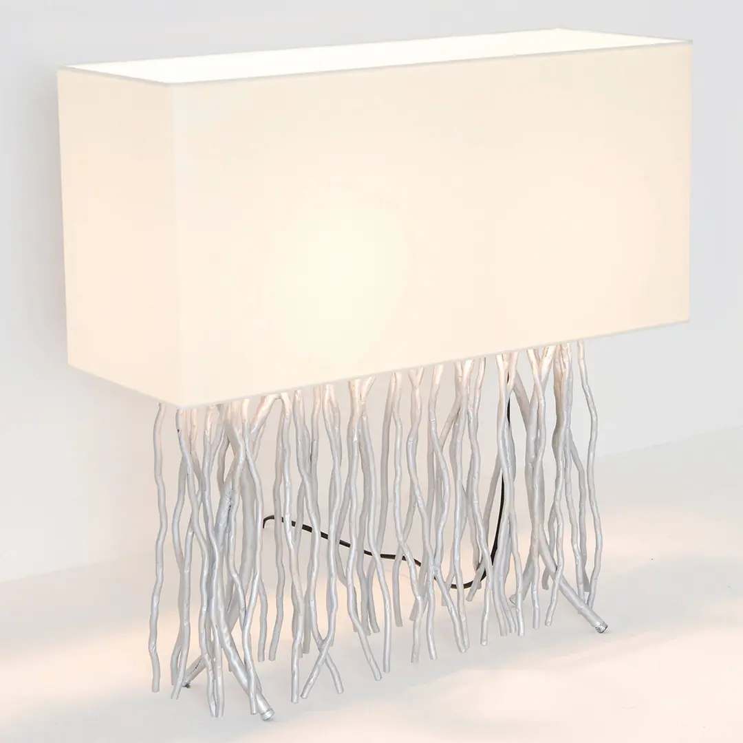 Holländer Tischlampe CAPRI, silber/écru, Höhe 51 cm, Metall, 2 x E14