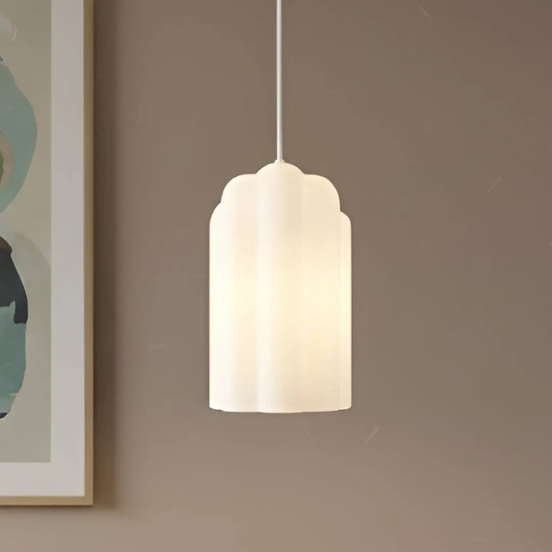 Lucande Hängeleuchte Lunja, weiß, Glas, 1-flammig, E27
