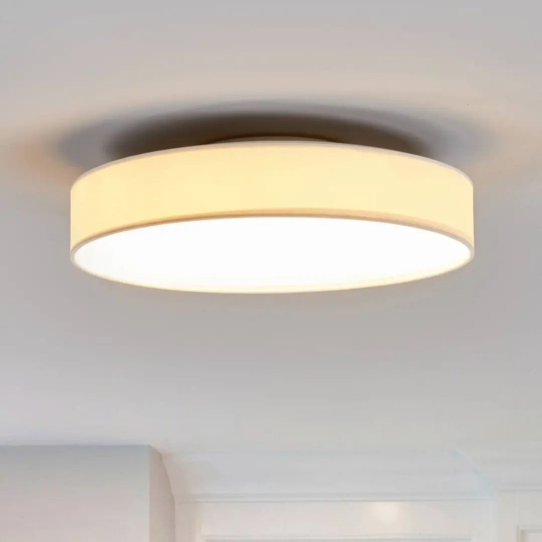 Lindby LED-Deckenlampe Saira, Ø 40 cm, weiß, Textil